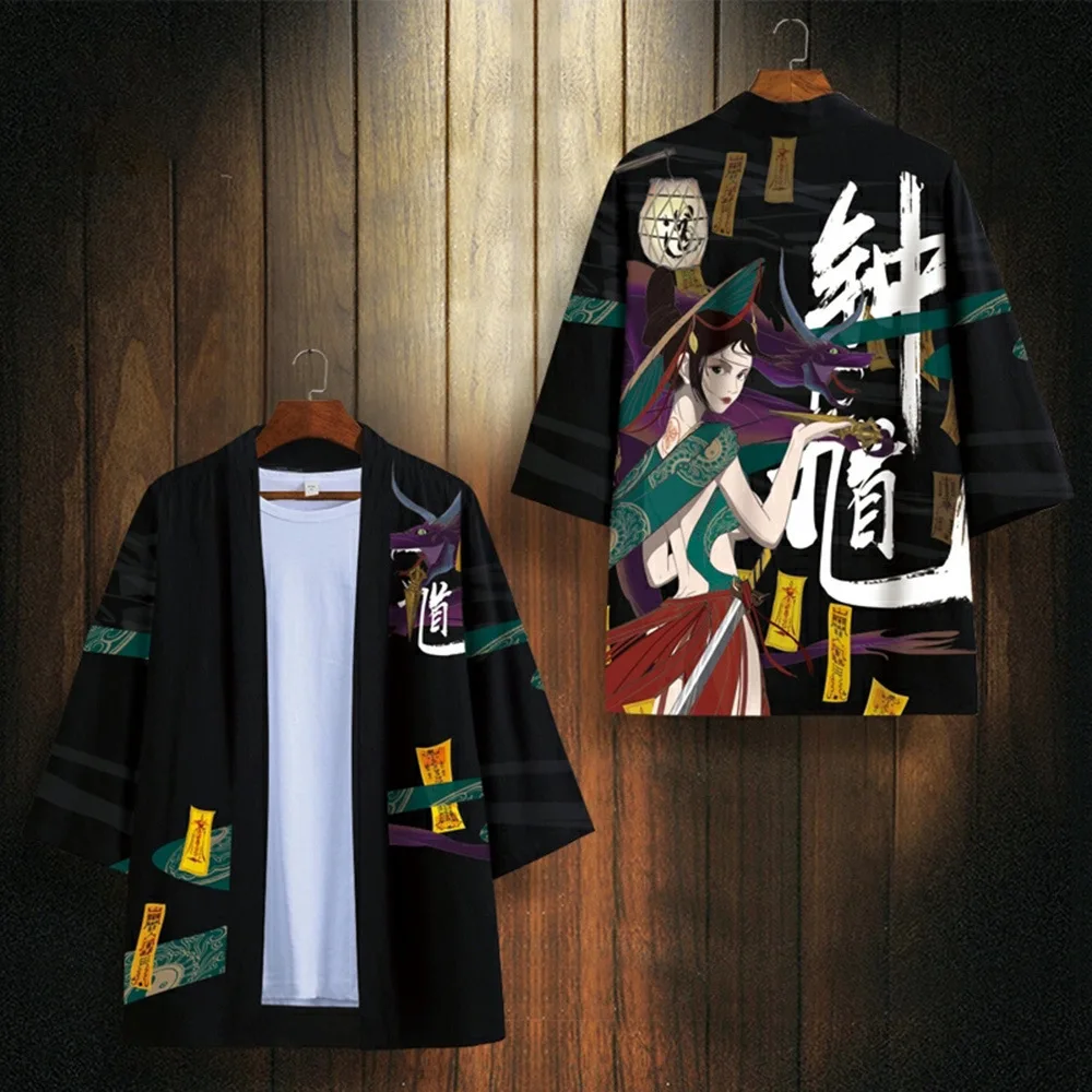 Trajes Tradicionais Japoneses para Homens e Mulheres, Moda Kimono Haori, Casaco Cardigan, Roupa de Praia Infantil, Manto Chinês