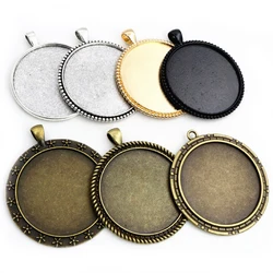 5pcs/lot 40mm Inner Size Antique Bronze and Silver Plated New Fashion Style Cabochon Base Setting Charms Pendant