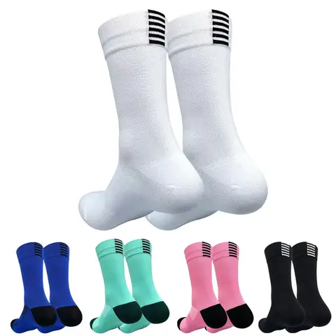 2 Pairs Cycling Socks Men High Quality Professional Competition Brand Sport Riding Soccer Sock Mesh Breathable Road Bicycle Sock
