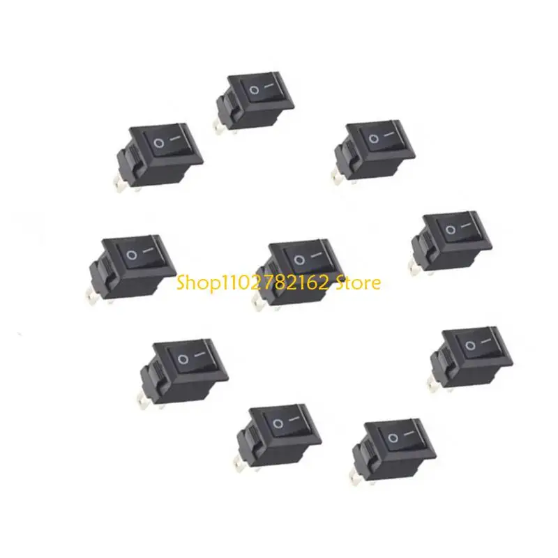 

547B 10Pcs Rocker Switches 250V 3A ON Off Toggle Switches Electrical Switches 2 Pin 2 Position Black Rocker Switches