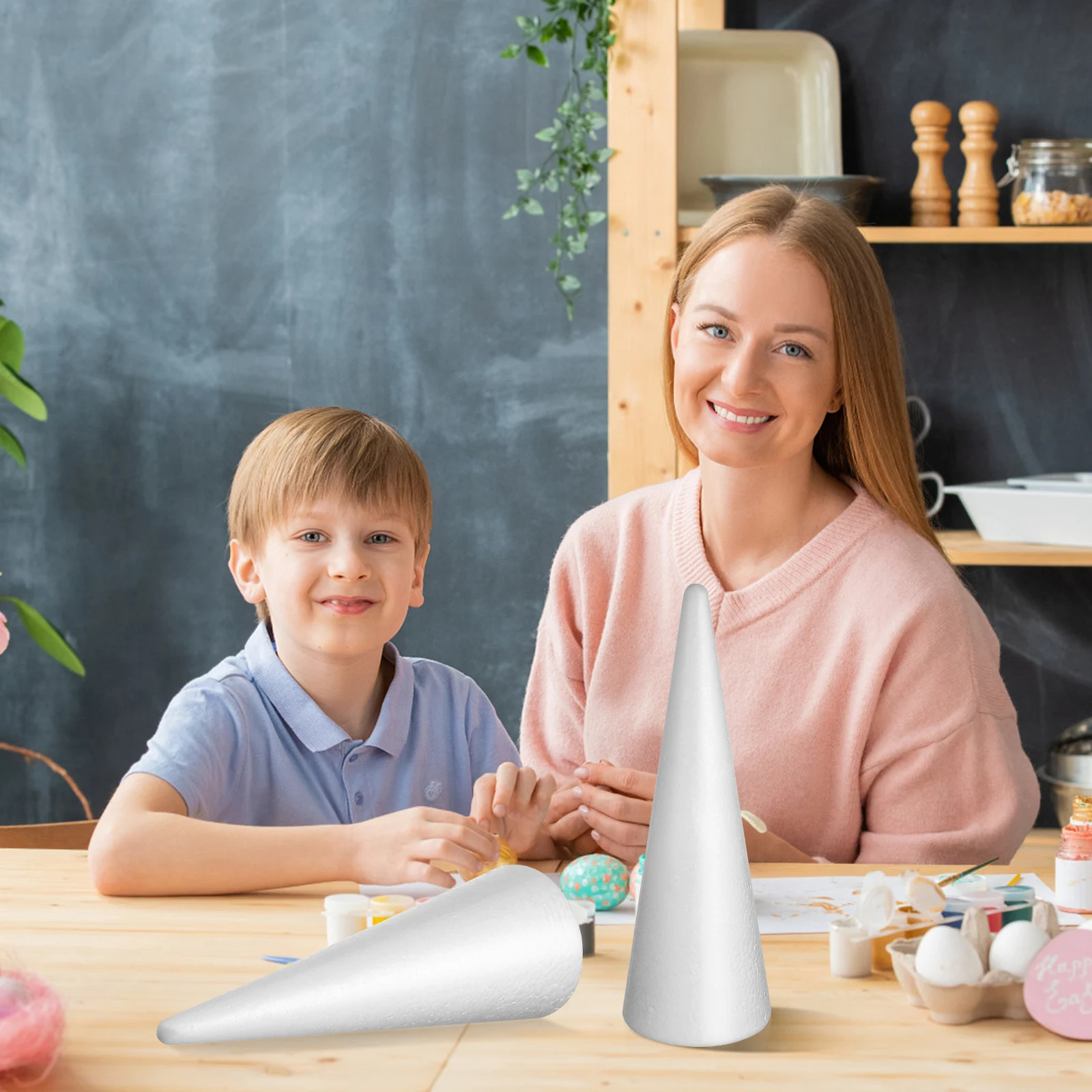Foam Cone Shapes 2 Pcs for DIY Crafts Material Christmas Wedding Home Decoration School Projects