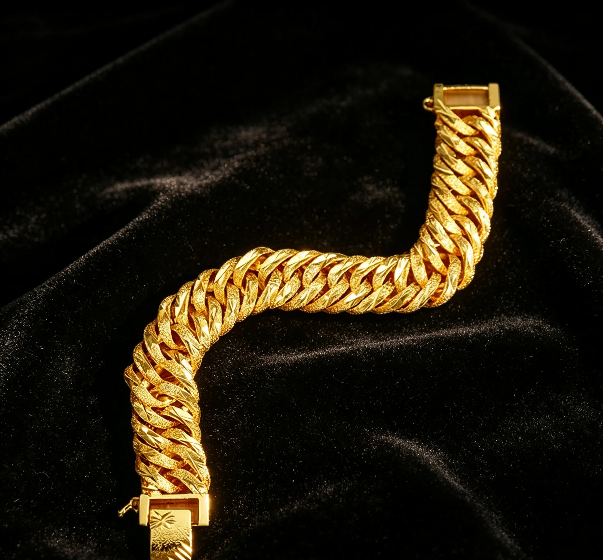 Men's Boutique 9999 24K Real Gold Horse Whip Bracelet Twist 24k Gold 15mm Watch Chain Girlfriend's gift