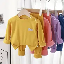 Roupas infantis quentes primavera e outono de veludo terno meninos pijamas meninas homewear roupa interior do bebê crianças dos desenhos animados urso pijamas