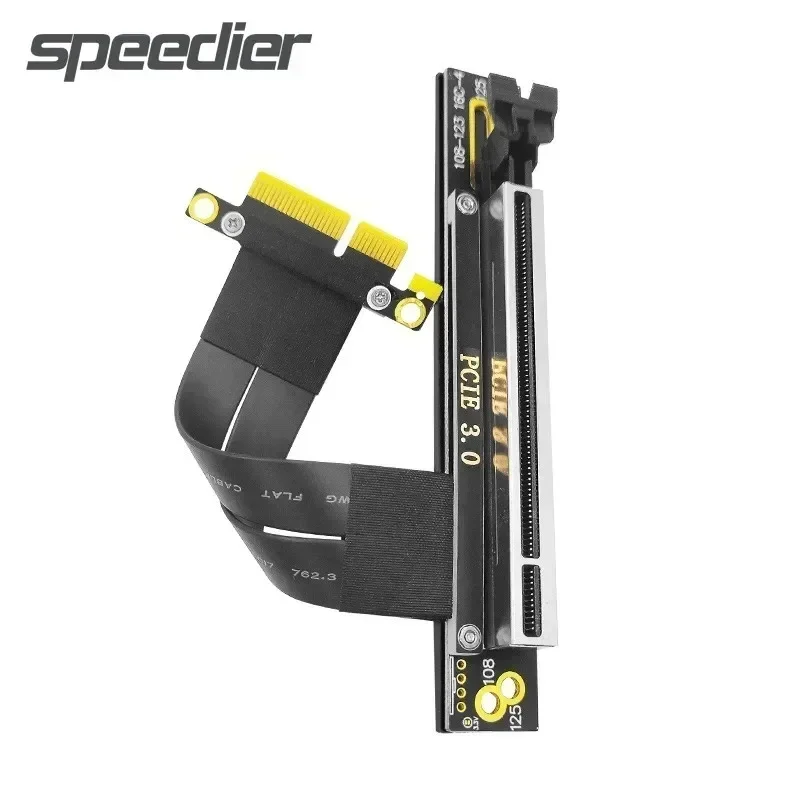 32Gbps PCI-E 4X 16X 3.0 Riser Extension Cable PCI Express PCIe X4 To X16 Gen3.0 Adapter Jumper Cable 5cm-60cm 90 Degree Vertical