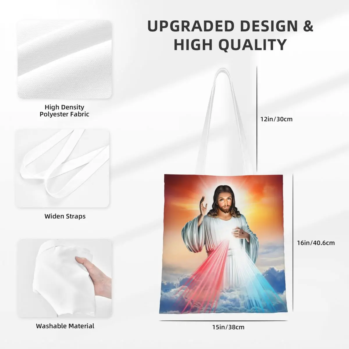 Jesus Christ Catholic Bible Merch Canvas Tote Bag for Women Aesthetic Religious Chrisitan Saint Trend Bags Handbang