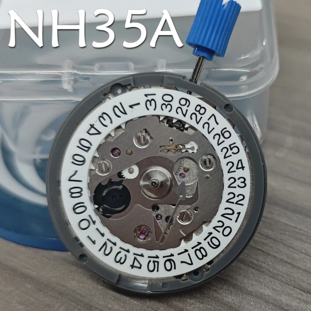 Japan Genuine NH35 Mechanical Movement Tmi Version NH35A High Accuracy 24 Jewels White 3H Datewheel Mod Replace Mechanical Movt