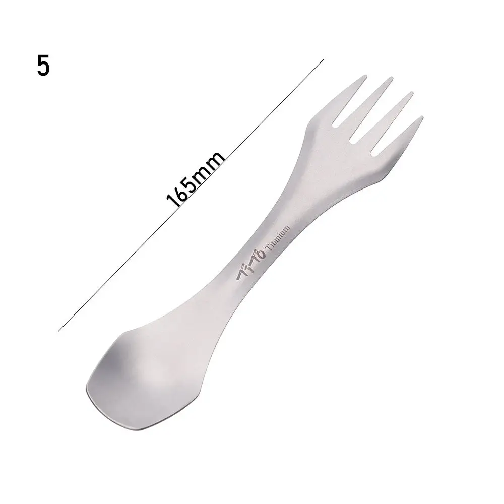 Environmental EDC Camping Tool Portable Outdoor Picnic Accessories Long Handle Spoon Pure Titanium Cookware Cutlery Fork