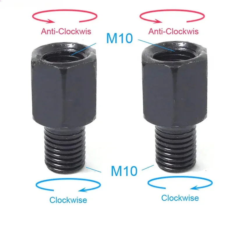 1 Pair Black Motorcycle Mirror Adapters M10 10MM M8 8MM Rearview Mirrors Conversion Bolt Clockwise Anti-clock Right Left Thread