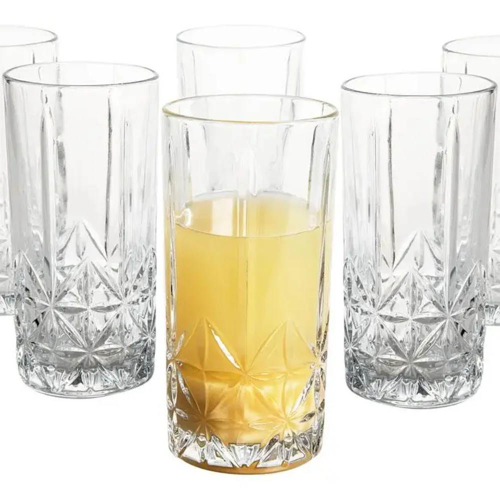 

350ml Glass Cups Set 6 Pieces Heat-resistant, thickened, lead-free modern glass cup for home and office use.