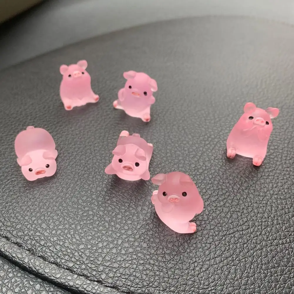 6Pcs/Set Pig Figurines Vivid Multi Shapes Handmade Realistic Pink Mini Piggy Car Dashboard Toys Display Mold Auto Accessories