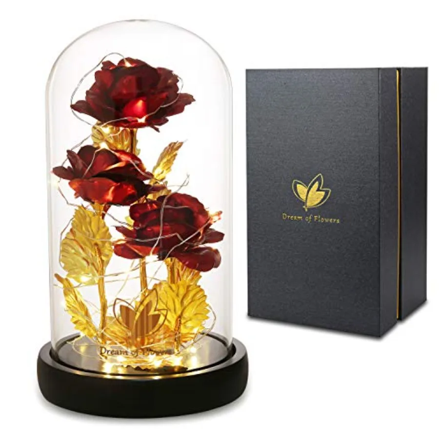 

Красивые цветы из стабилизированной розы «Красавица и Чудовище», букеты, подарки, светящаяся роза в стеклянном куполе, подарки на день рождения для женщин, мам, девушек
