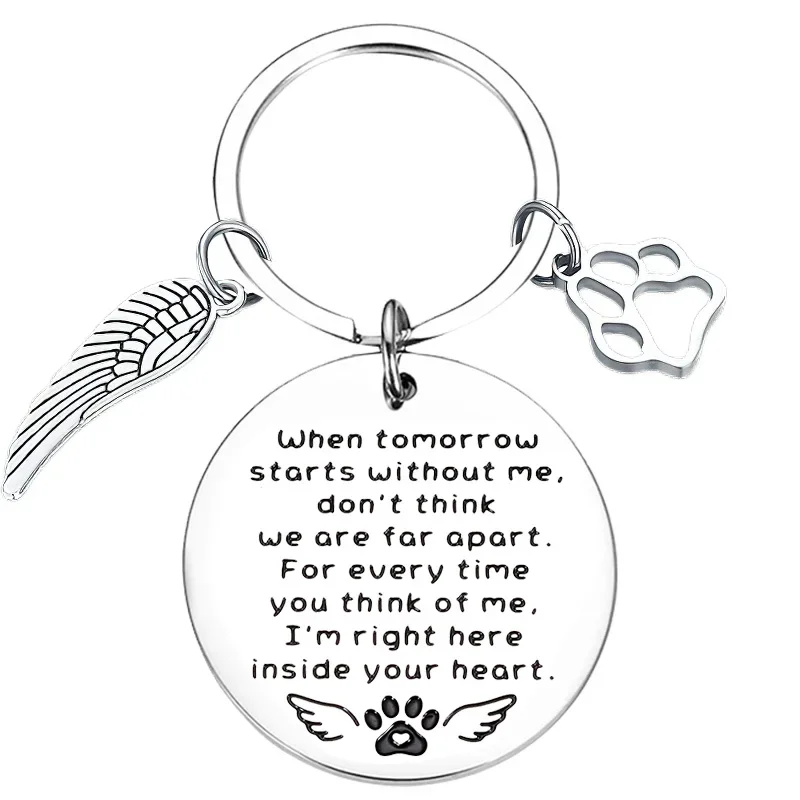 

Dog Memorial Gifts key chains Pet Memorial Keychain Key Chain Loss of Dog Gifts Paw Prints Charm Sympathy Gift