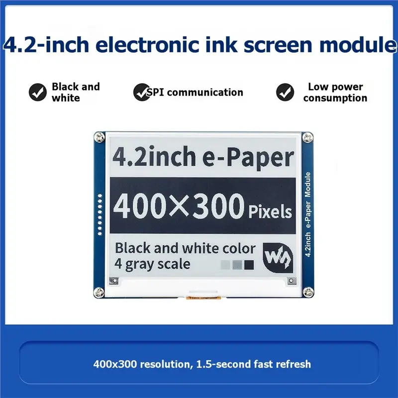 Waveshare E-Ink Display Module 4.2 Inch For Raspberry Pi 4 E-Ink Display Black White SPI Interface For Arduino Nucleo STM32