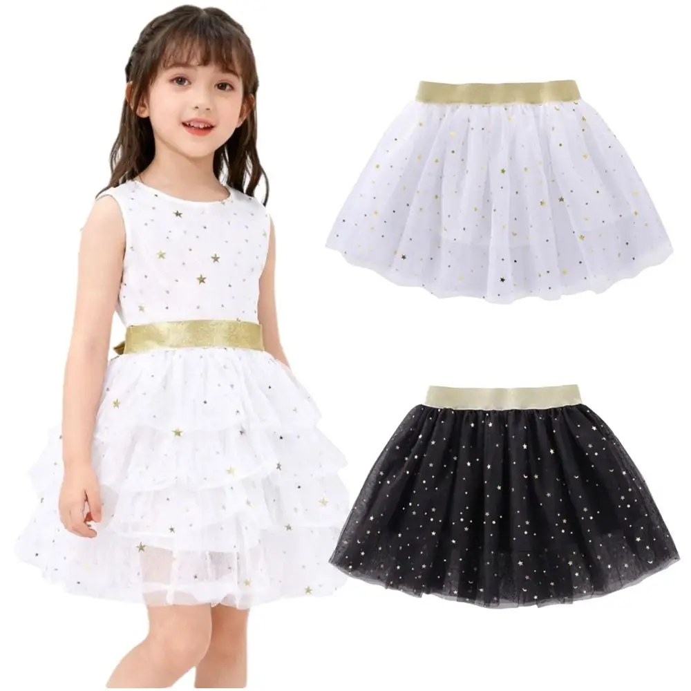 Princess Style Stars Glitter Skirts Elastic Waist Mini Length Dance Skirts Sequin Girls Tutu Skirts Princess Dress-up