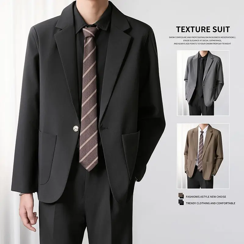 

Bla Anti-Wrinkle Drapey Suit Jaet Men's Casual Spring Autumn Busin Versatile Lightweight Faionable Polyester Fiber