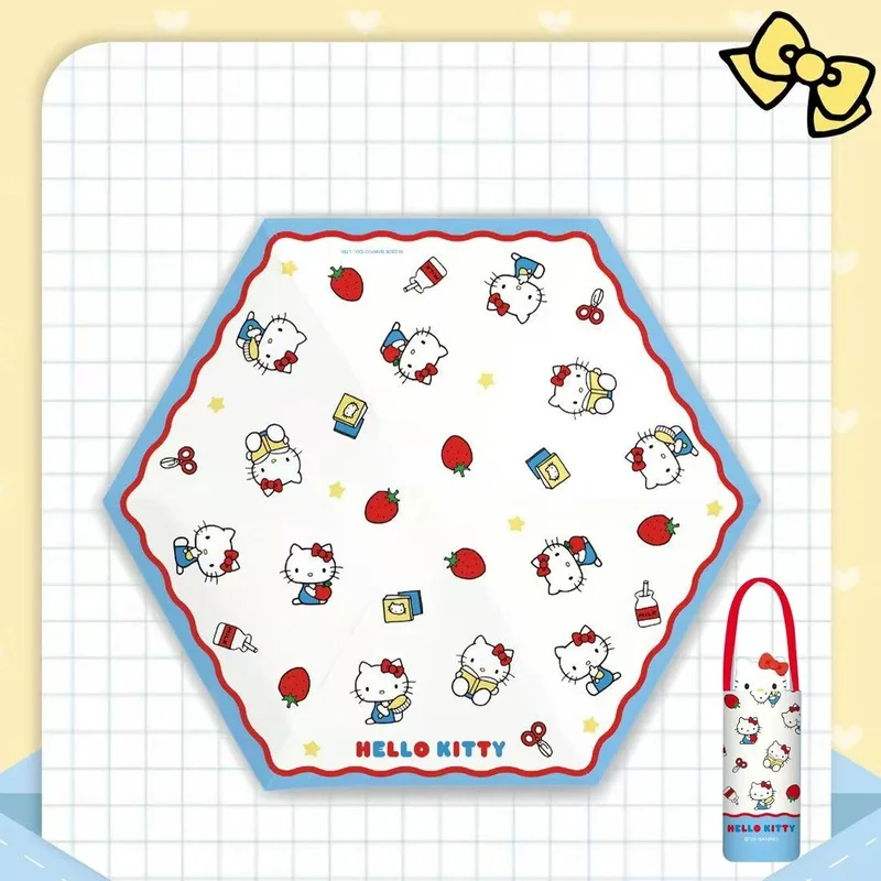 Anime Hello Kitty Cartoon 5-fold Umbrella Sunscreen Vinyl Fairy Umbrella Kawaii Portable Sunscreen Umbrella Gift for Friends view 3