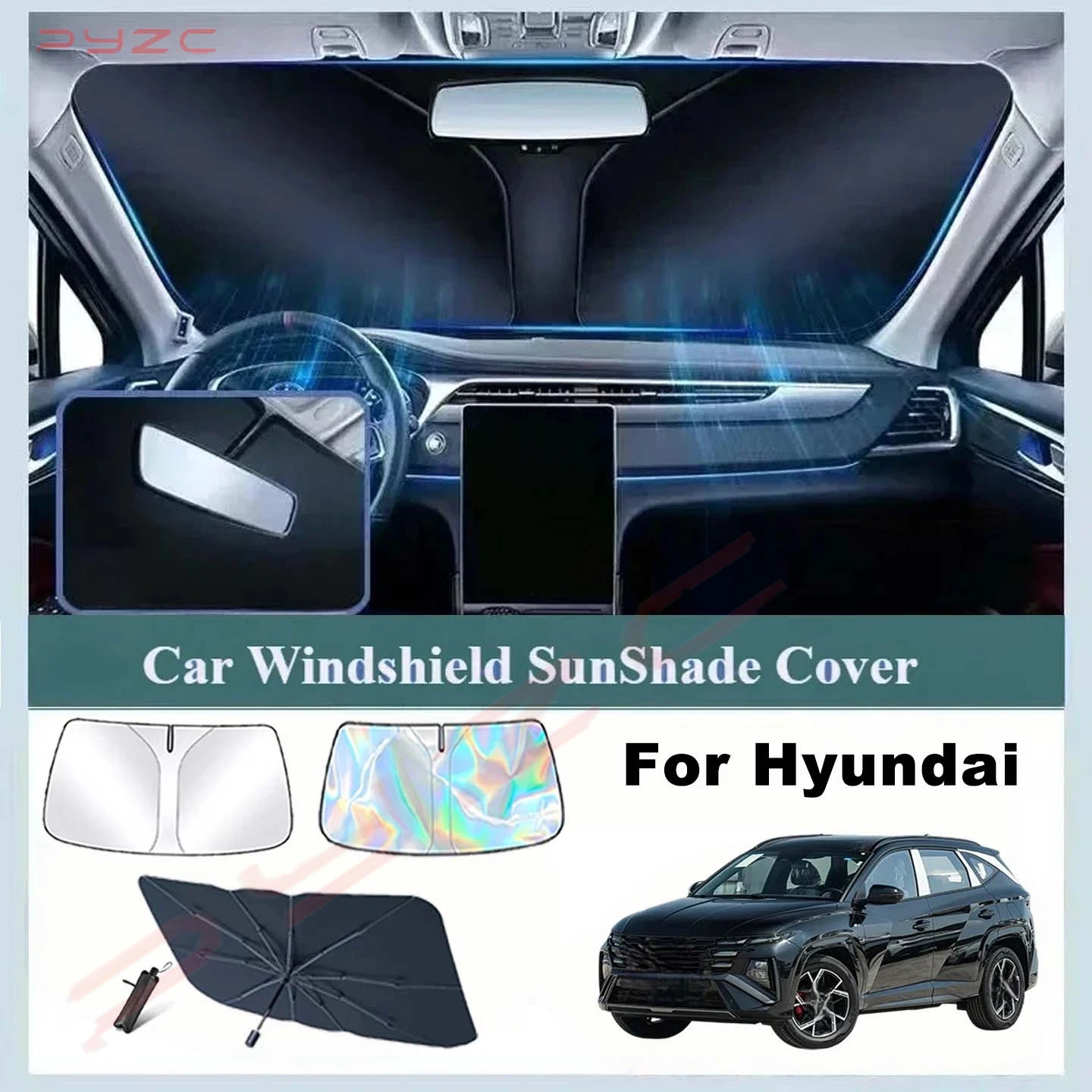 For Hyundai Tucson 2022 2023 2024 2025 Car Windshield Sunshade Cover Front Window Sun Shade Visor Auto Interior UV Protection