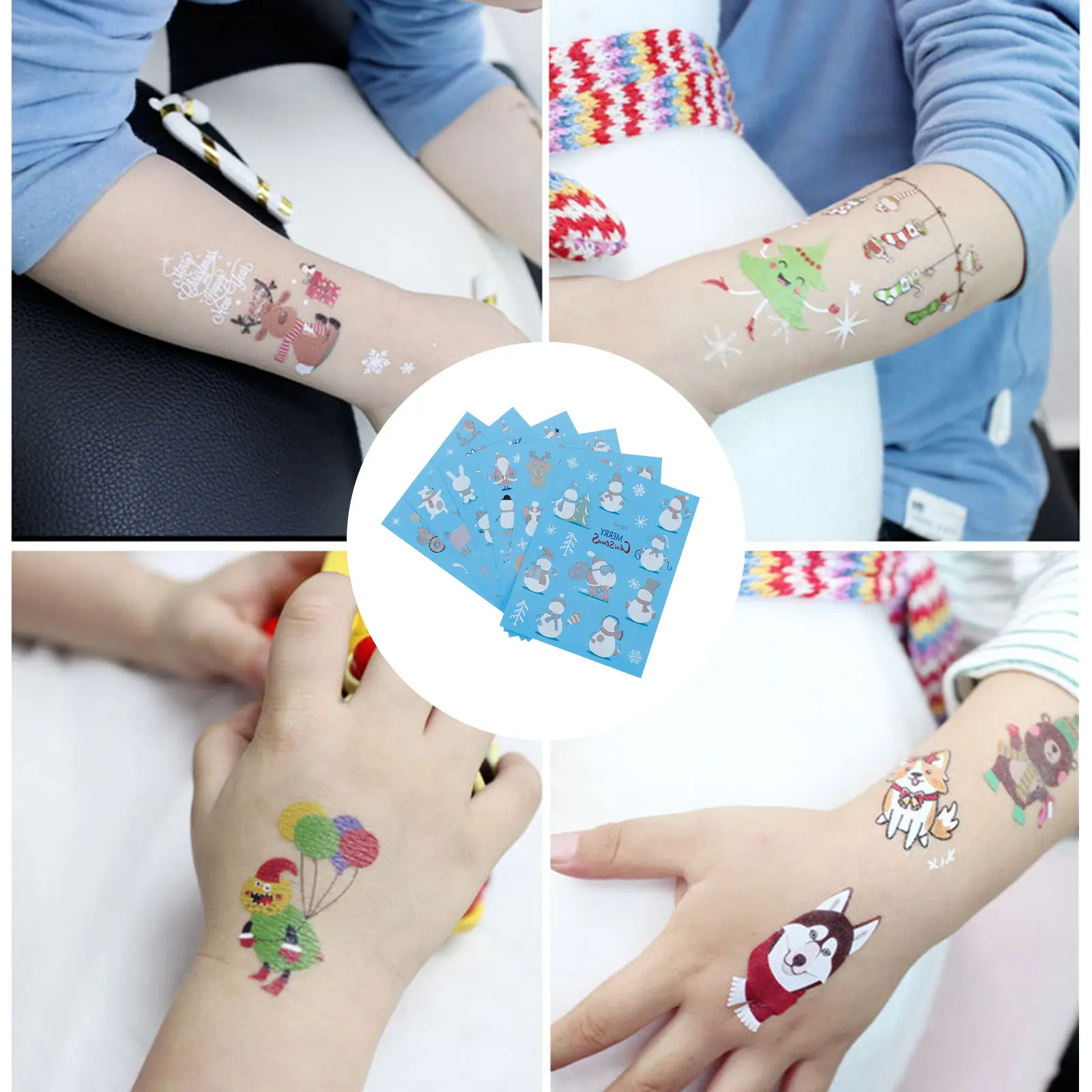 

6 Sheets Tattoos Stickers Waterproof Fade Kids Temporary Tattoos Resistant Kids Cartoon Decorative One Time Use Body Art
