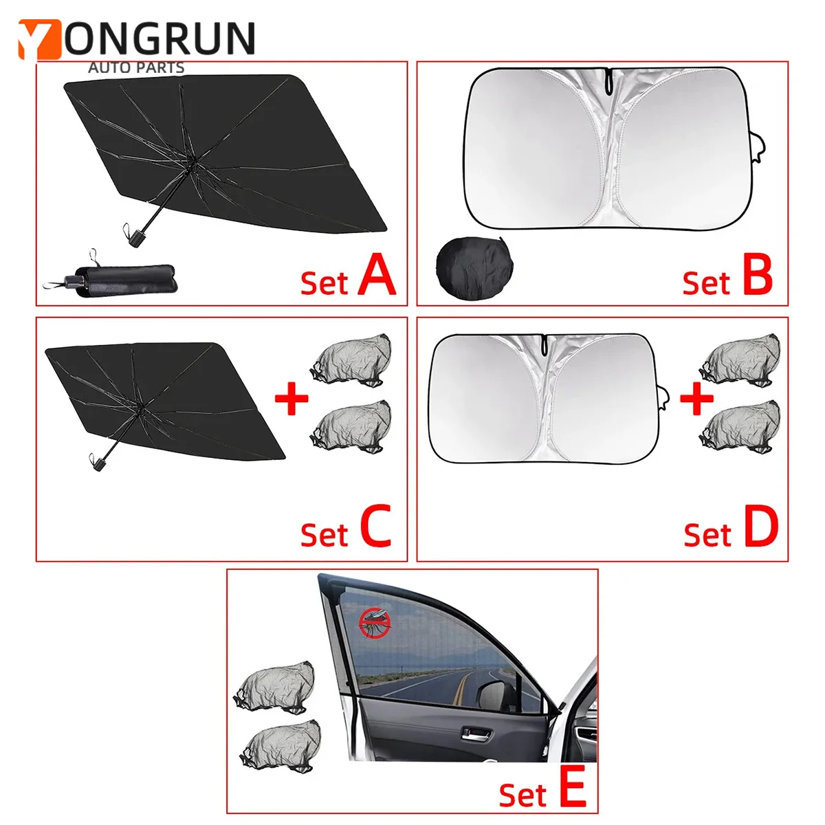 Car Sunshade Or Umbrella Or Insect Screen Single And Combination Optional Optional Uv Protection And Sun Protection