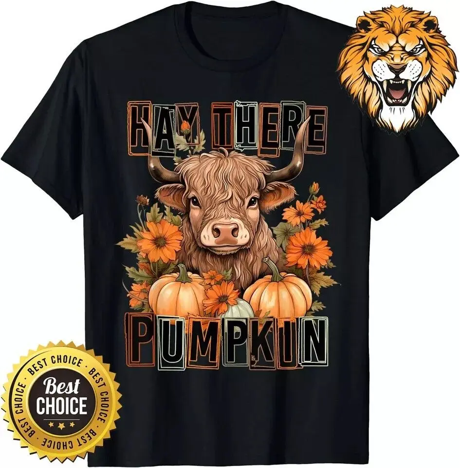 Hay There Pumpkin Highland Cow Fall Autumn Thanksgiving T-Shirt