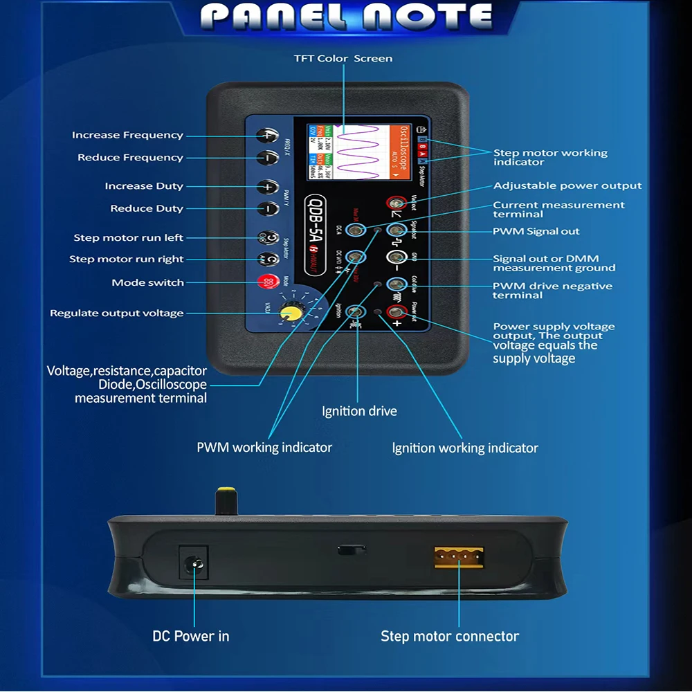 Picture 7: QDB-5A Ignition Coil Test Injector Tester Car Sensor Tester PWM Drive Fault Detector Stepper Motor Tester