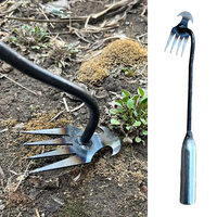 Garden Weeder Manganese Steel Grass Rooting Loose Soil Rake Ergonomic Handle Weed Extractor Sturdy V-shaped Fork Gardening Tools