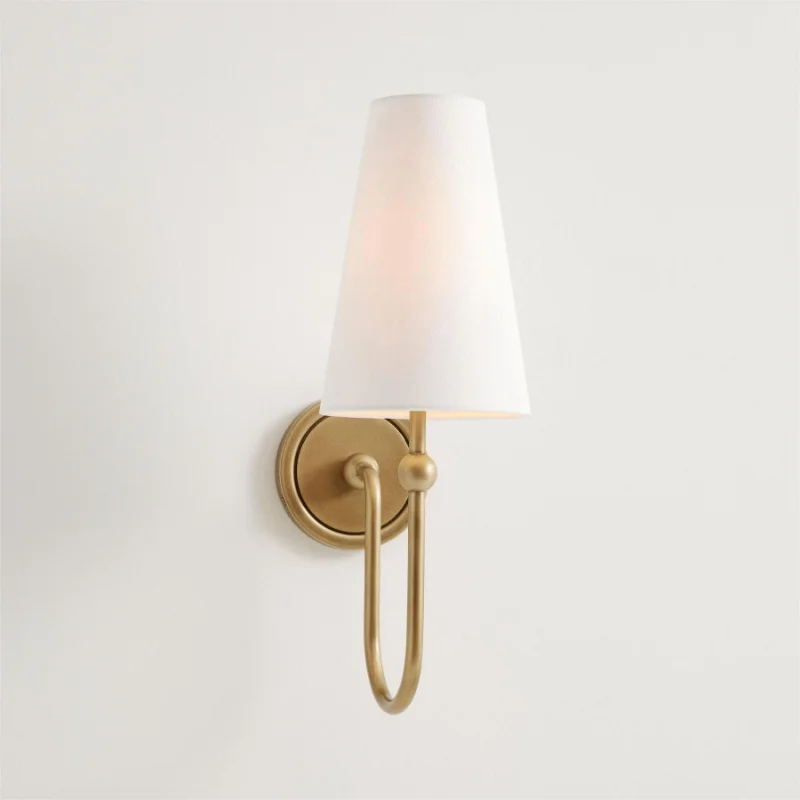 Vintage Antique Copper Wall Lamp With Linen Fabric Lampshade American Brief E14 LED Bulb Wall Light For Living Room Home Decor