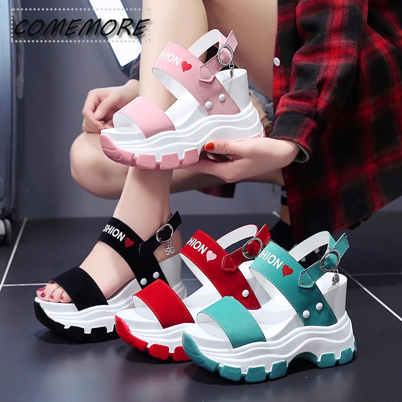 Chunky Platform Wedges High Heels Summer Shoes for Women\'s Sandals Sports Fish Toe Fashion Red Comfortable Sandalia Female New