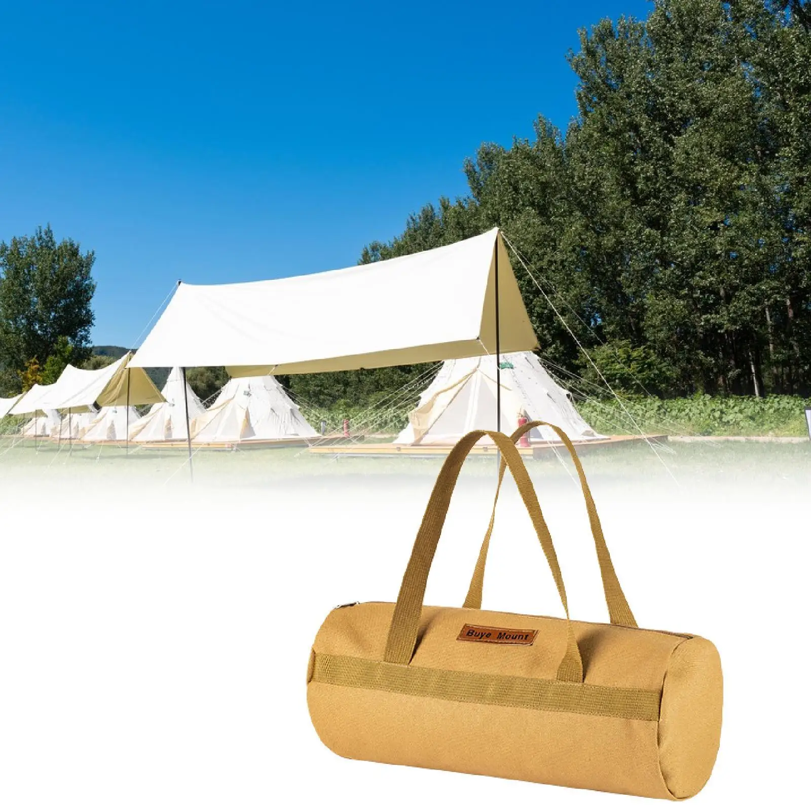 Tools Organizer Bag Canvas Tent Peg Case Portable Storage Bag Kit Top Opening Zipper for Camping Hiking Picnic and Travel