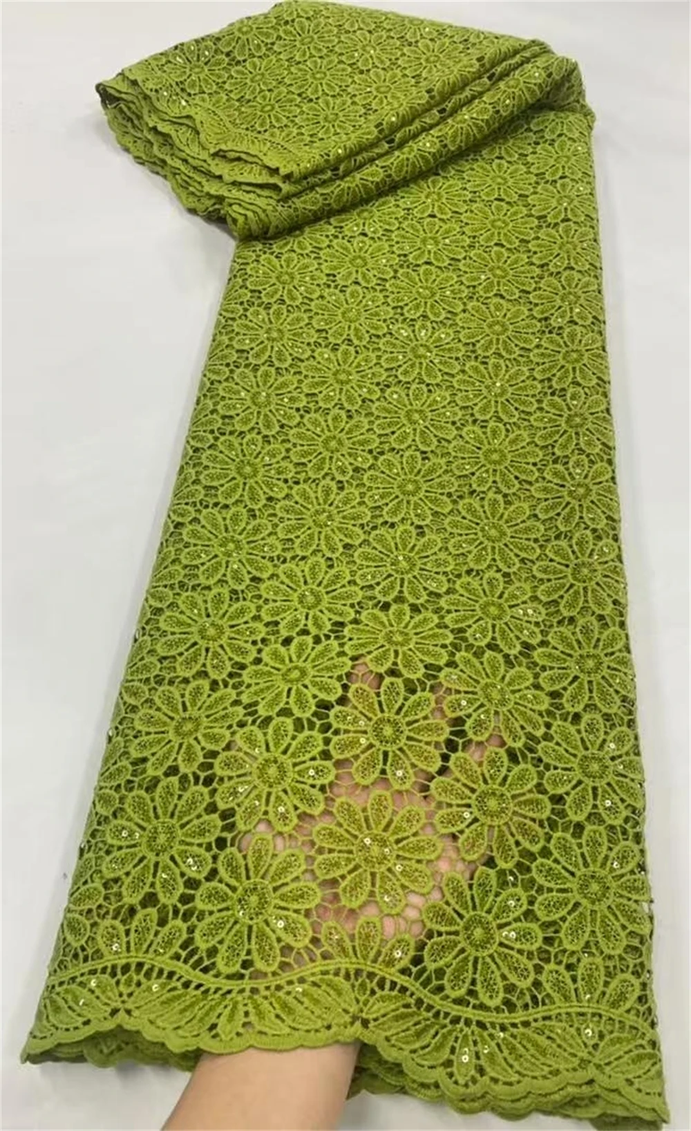 

2025 African Nigerian High-Quality Embroidery Lace Fabric French Tulle Sequins Organza 5 Yards for Wedding Party Dresses JL472