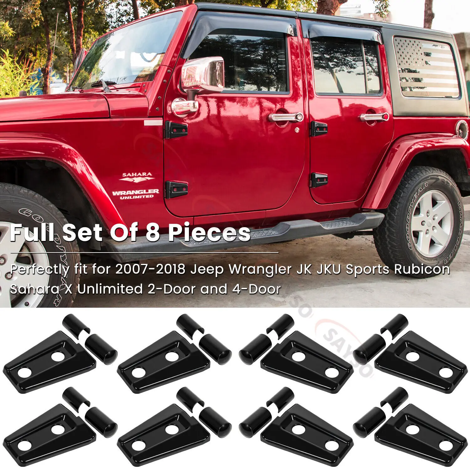 JK 4-Door Door Hinge Covers Protector Trim Kit for Jeep Wrangler Unlimited Rubicon Sahara Sports Accessories 2007-2018 JK