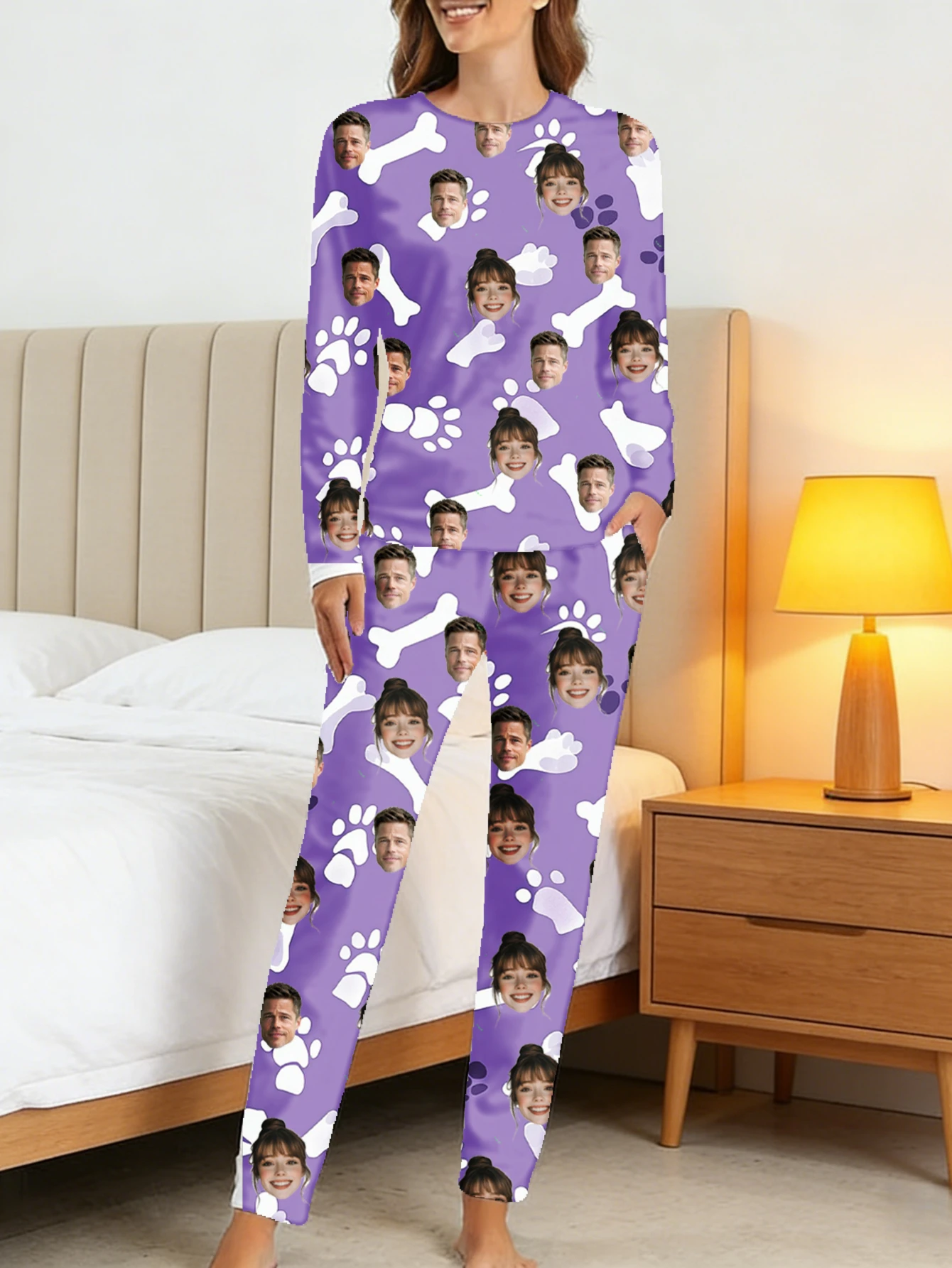 Personalisiertes Gesicht Herz Pyjama Set Pyjama Set personalisierte Foto Nachtwäsche Party Weihnachten