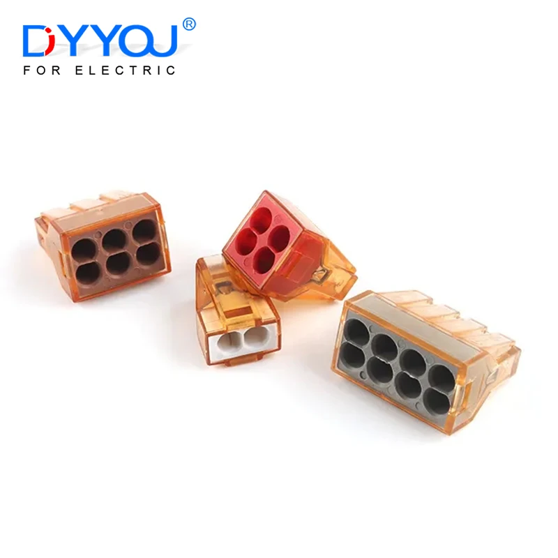 25/50/100pcs 602 604 606 608 Compact Wire connector Push in Terminal Block Connector 2/4/6/8 Pin Lever1.5-4 AWG 16-12