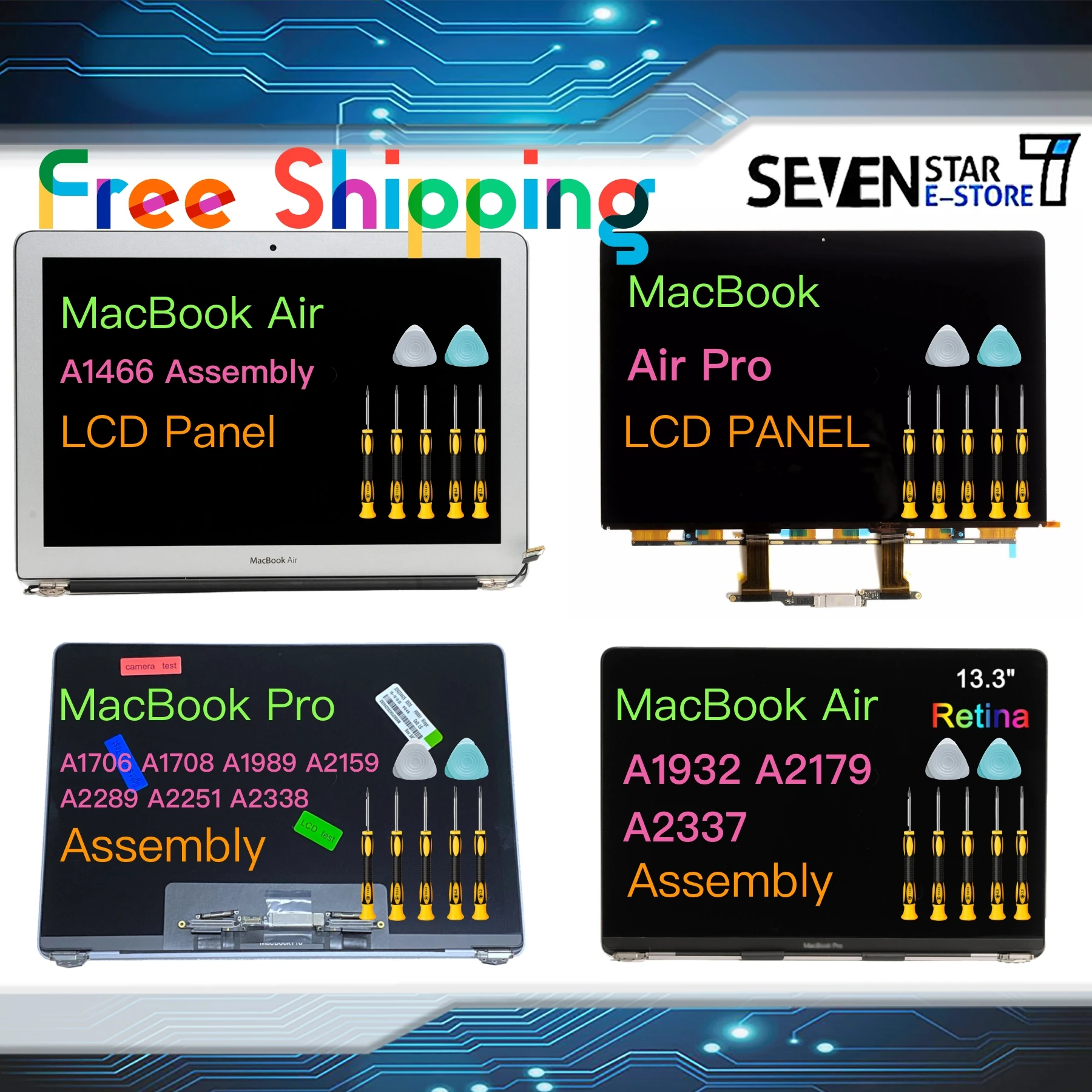 

New NEW For MacBook Air Pro Retina 13" A1466 A1932 A2179 A2337 A1706 A1708 A1989 A2159 A2251 A2289 A2338LCD Screen Display