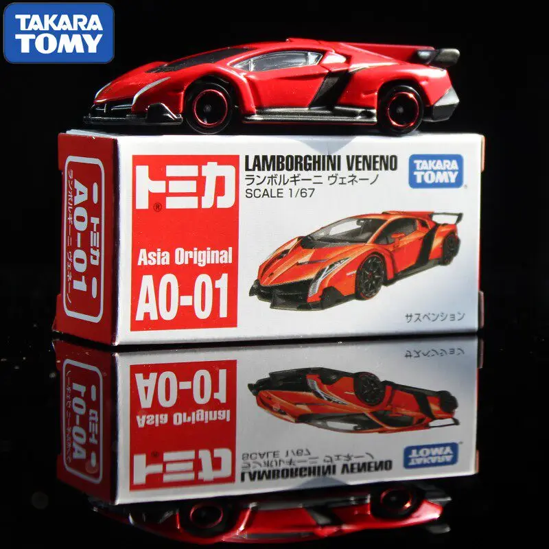 Modelo de Coche de Aleación Fundida a Presión Lamborghini Veneno AO-01 Original de Takara Tomy Tomica, Vehículo Metálico Estático de Colección, Juguetes para Niños, Regalos