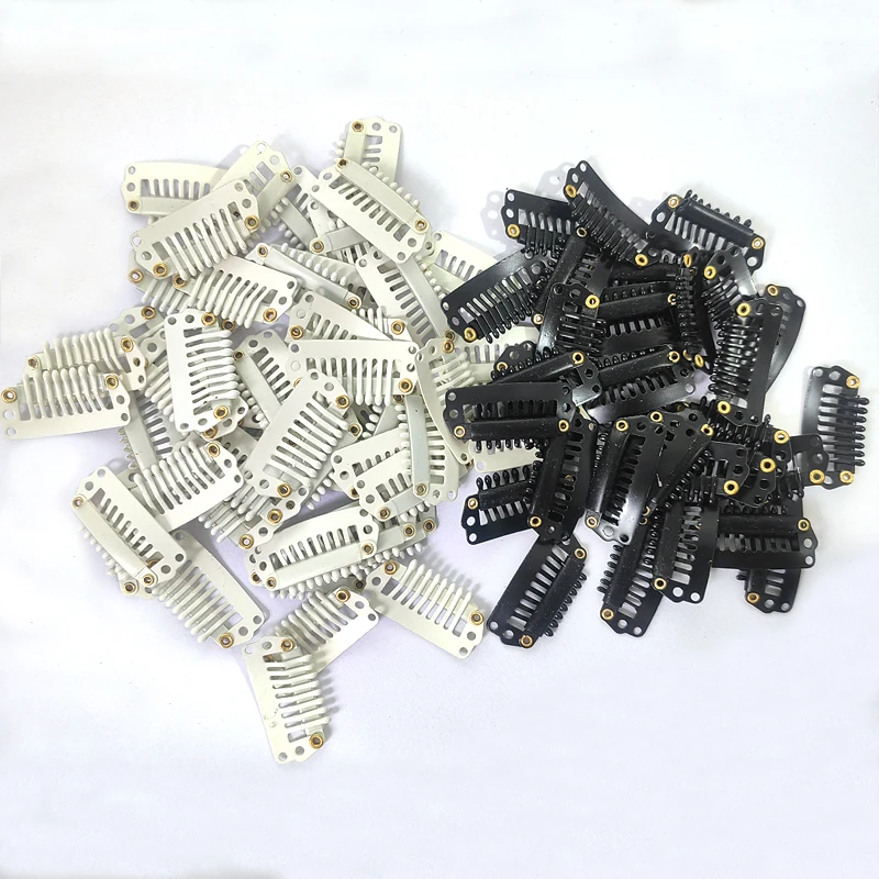 50pcs 2.8cm 8Teeth Hair Extensions Tools / Wig Silicone Snap Clips for Hair Extensions Black Brown Blonde Color Available