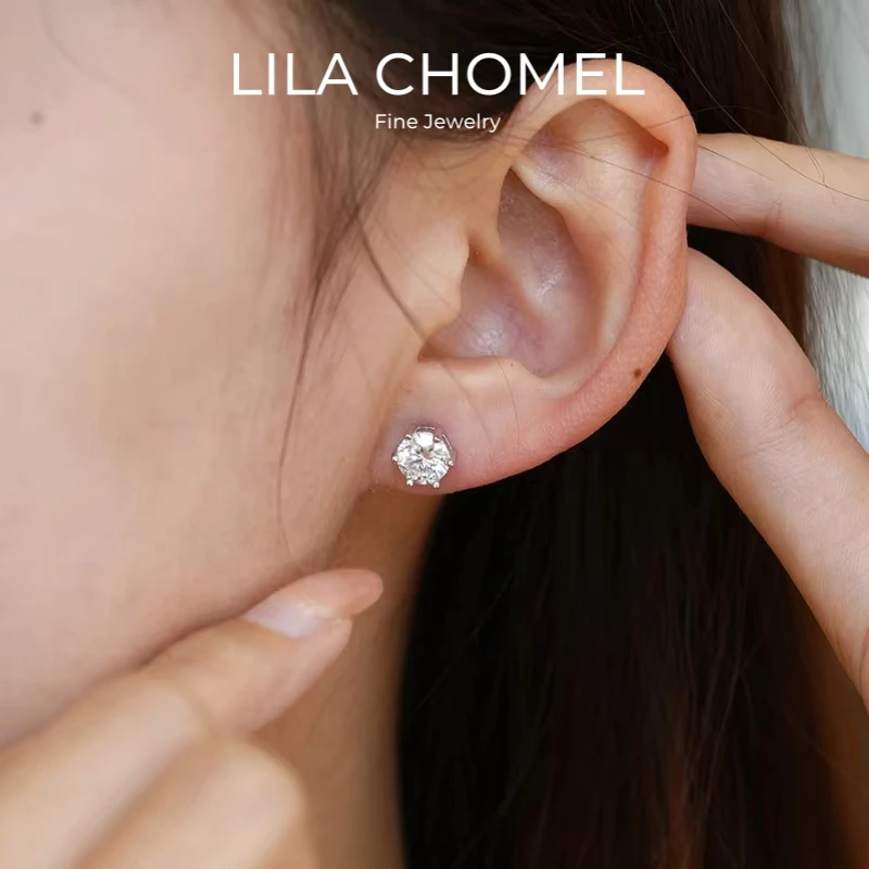 

Girl Friend Valentine's Day 18K White Gold Birthday Gift 0.5/1CT VVS1 D Color Moissanite Diamond Women PT950 Wedding Earrings