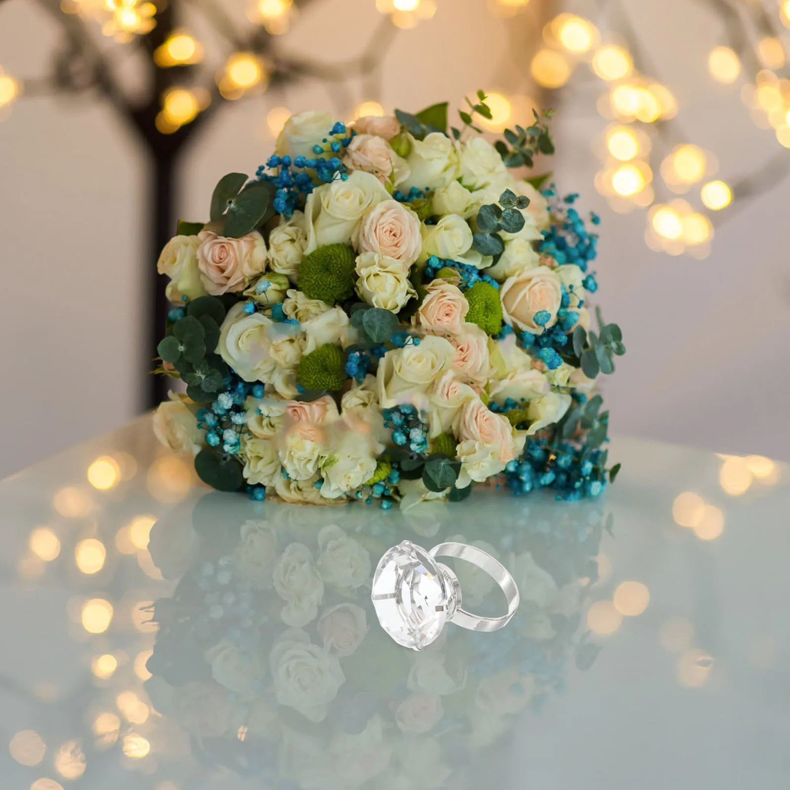 

Large Anniversary Simulated Faux Engagement For Women Elegant Wedding Decoration Ring Props Unique Design Exquisite