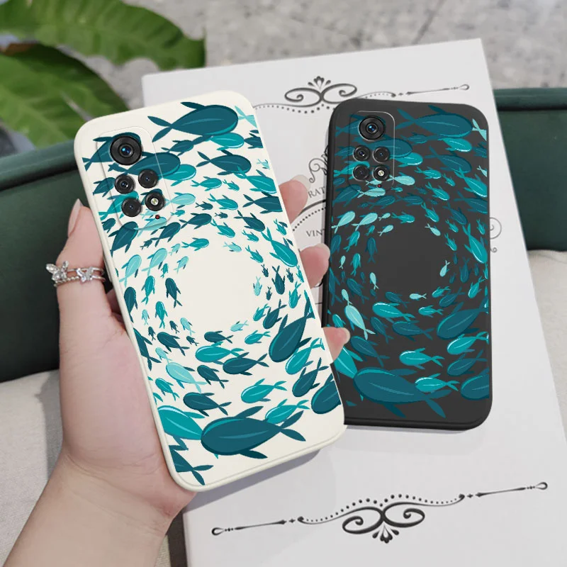 Fish Gather Phone Case For Xiaomi Redmi Note 13 12 12S 11 11S 10 10A 10T 10S 9T 9 8 7 Pro Plus 10C 9A 9C 4G 5G Cover