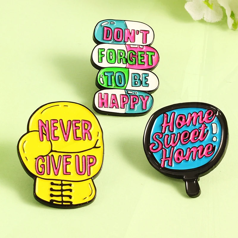 Gloves Never Give Up Sweet Home Creative Metal Badge Punk Costume Jewelry Accessories Brooch Drop Oil Cartoon Enamel Pin Boxing