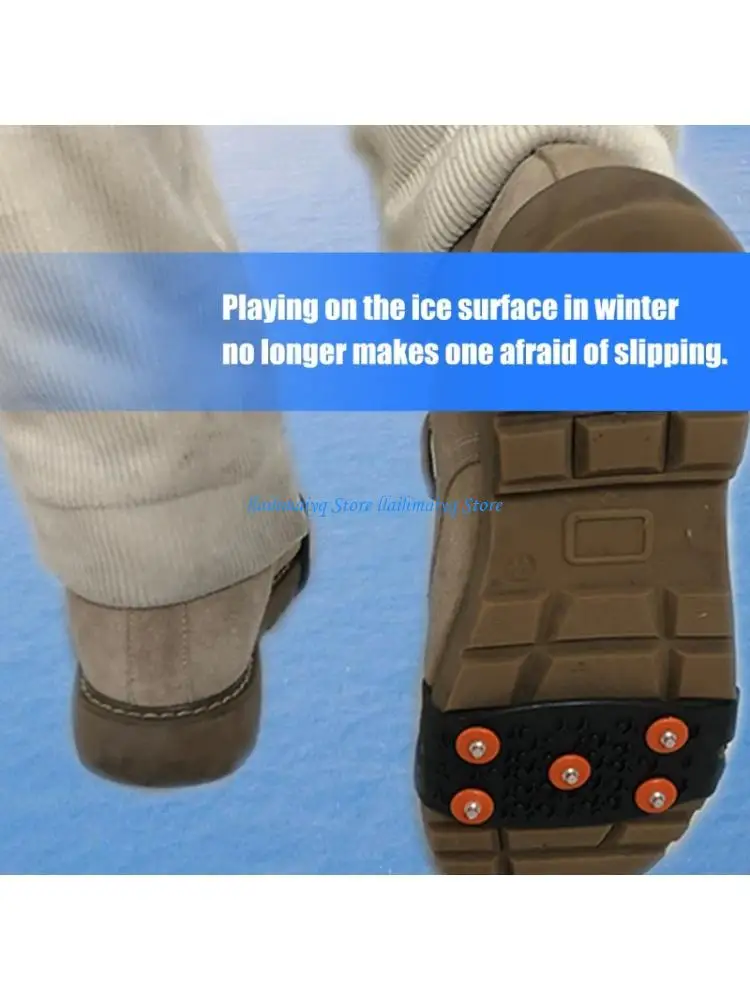 573B Anti Slip Ice Grips 5 Teeth Heavy Duty Traction Crampons Slip On Snow & Ice Spikes Shoe Cover For Cold Weather Hiking