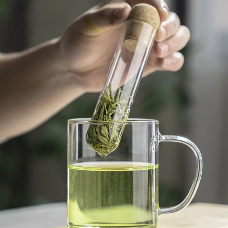 1pc Portable Glass Test Tube Tea Infuser Cup Tea Separator Loose Leaf Tea Filter Strainer Household Tea Brewing Tool