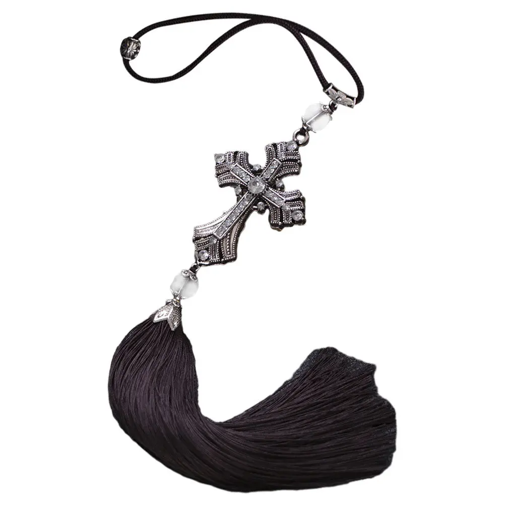 Peace Cross Car Hanging Ornament – Stylish Alloy Rearview Mirror Decoration for Interior, Safety & Blessing Symbol