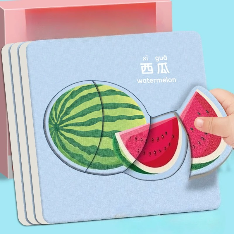 

Beginner-level Early Learning Puzzles Fruits Animals Educational Cognitive Cards Children Aged 0–3 Years Toys for Boys Girls