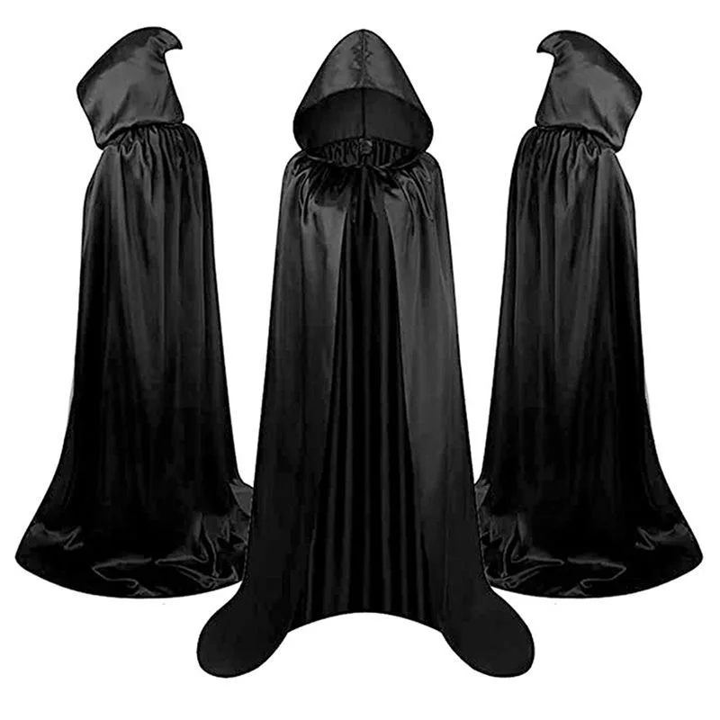 Adult Hooded Cape Cloak Death Vampire Wizard Robe Lightweight Breathable for Party Cosplay Stage