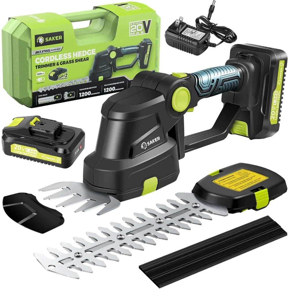 

Cordless Hedge Trimmer-20V Electric Shrub Trimmer Grass Shears Handheld Grass Cutter, Hedge Shear with 2 PCS Rechargeable Batte