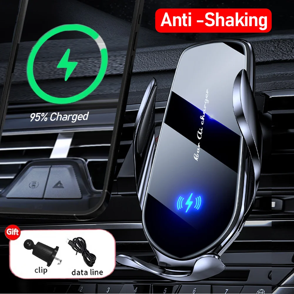 Car Wireless Charger Auto Car Mount Phone Holder Stand For iPhone 15 14 13 X Samsung Xiaomi Infrared Induction 15W Fast Charging