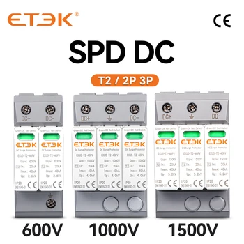 ETEK DC SPD Dispositivo di protezione contro le sovratensioni per la casa 2P 3P 600V 1000V 1500V Tipo PV 20-40KA Paraurti di protezione Protezione a bassa tensione EKU5