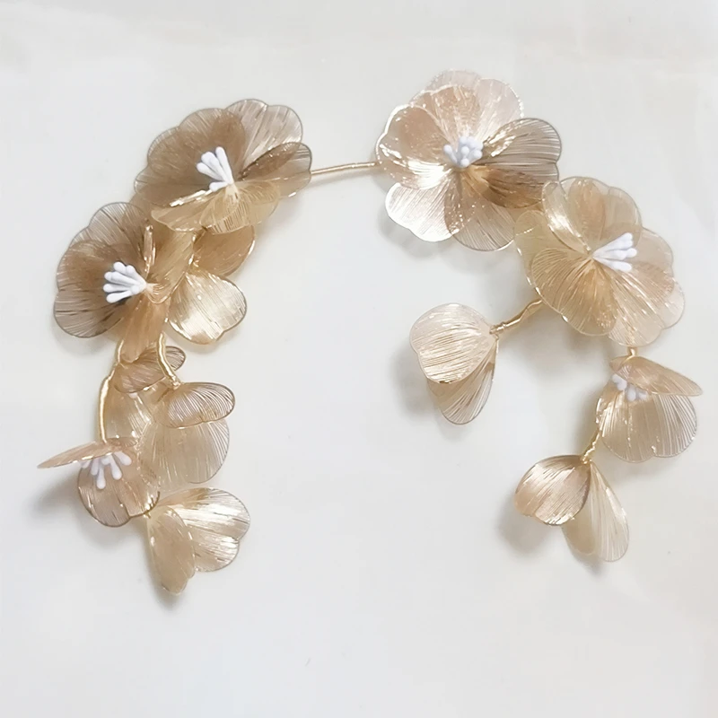 Bandeaux de cheveux de fleur de document d'or pour des femmes, bandeaux élégants, vêtements de sauna de fête d'anniversaire, accessoires de mariage, bijoux de mode