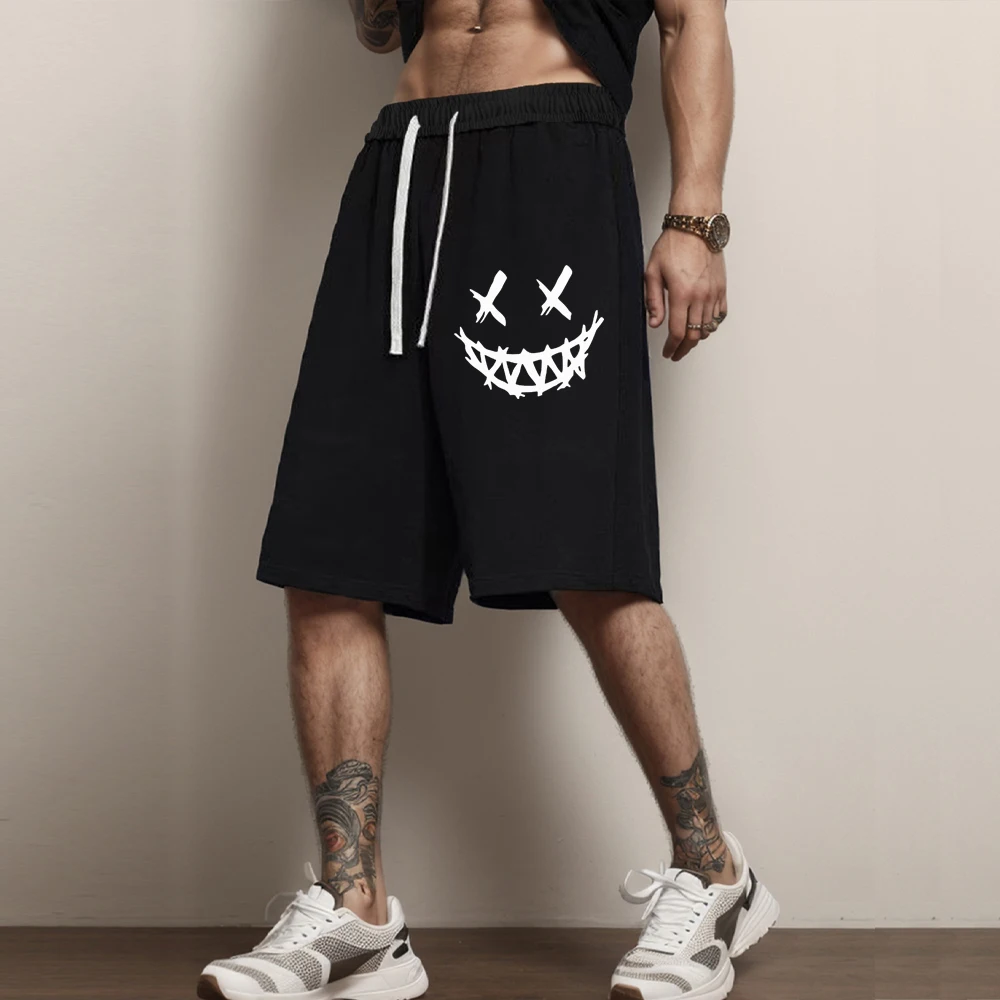 Fashion Men\'s Beach Shorts Funny Graphics Print Sweat Pant Hip Hop Breathable Sports Casual Shorts Sweatpants Breeches